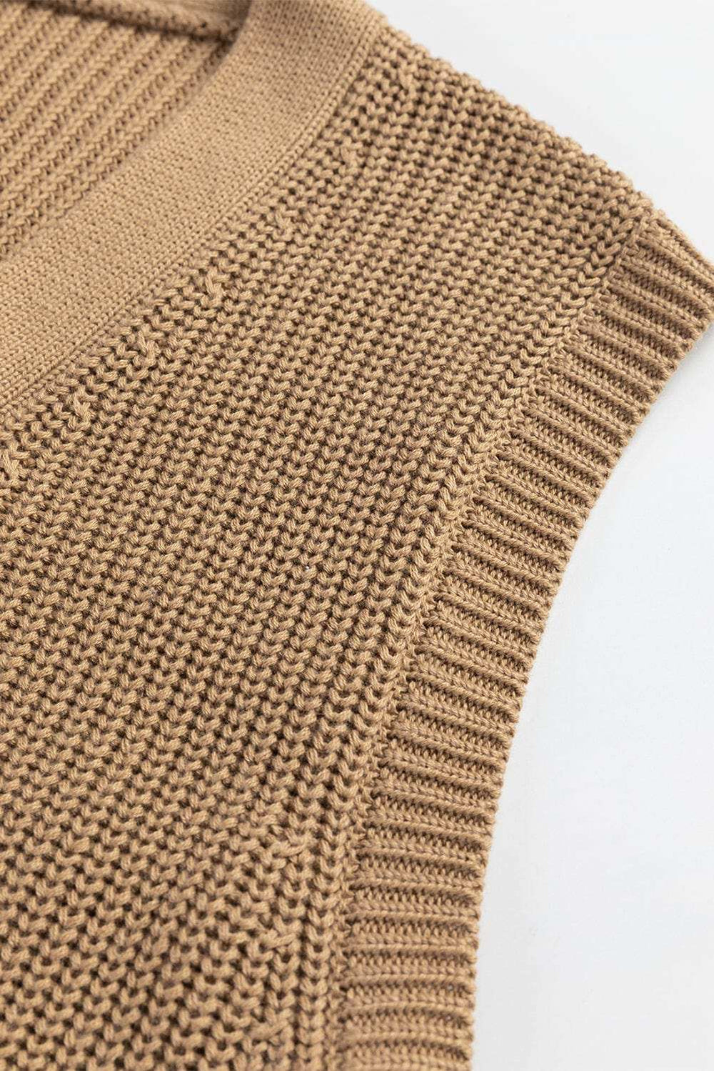 Button Up V-Neck Sweater Vest - Trendsi - Flyclothing LLC