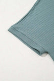 Oversized Ribbed Knit V Neck Dolman Short Sleeve Top - Trendsi - Flyclothing LLC