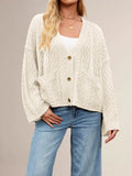 Cable Knit Button-Down Cardigan - Trendsi - Flyclothing LLC