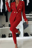 Full Size Lapel Collar Long Sleeve Blazer and Pants Set Plus Size - Trendsi - Flyclothing LLC
