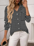 Striped Button Up Long Sleeve Shirt - Trendsi - Flyclothing LLC