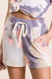 BiBi Tie Dye Terry Shorts with Drawstring - Trendsi - Flyclothing LLC