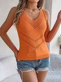 Eyelet V-Neck Tank - Trendsi - Flyclothing LLC