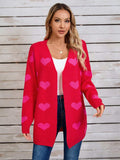 Angel Wings Heart Open Front Long Sleeve Cardigan - Trendsi - Flyclothing LLC