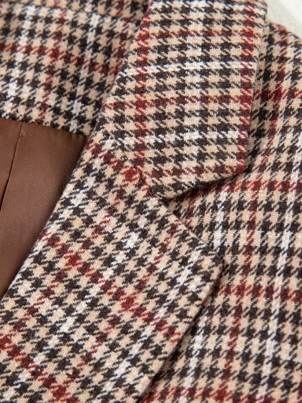 Houndstooth Lapel Collar Blazer - Trendsi - Flyclothing LLC