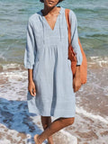 Full Size Tied Three-Quarter Sleeve Mini Dress - Trendsi - Flyclothing LLC