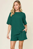 Double Take Basic style Round Neck Solid Set - Trendsi - Flyclothing LLC