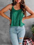 Sequin Scoop Neck Tank - Trendsi - Flyclothing LLC