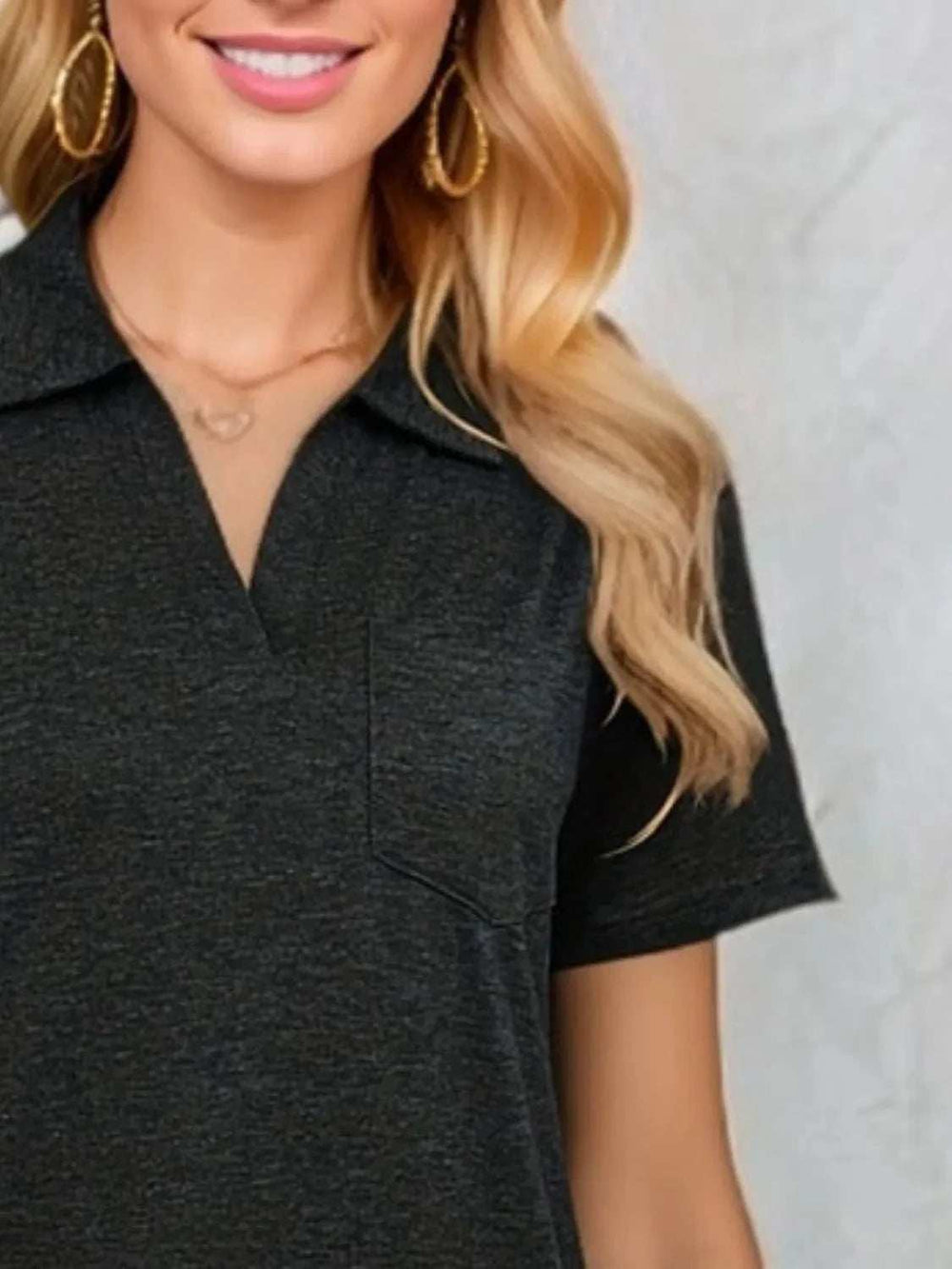 Johnny Collar Short Sleeve Top - Trendsi - Flyclothing LLC