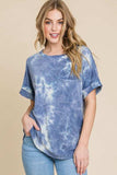 BOMBOM Tie-Dye Round Neck Short Sleeve T-Shirt - Trendsi - Flyclothing LLC