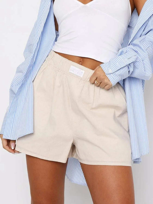 Elastic Waist Shorts - Trendsi - Flyclothing LLC