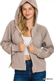Zenana Fleece Pigment Dye Zip Up Hoodie with Pockets - Trendsi - Flyclothing LLC