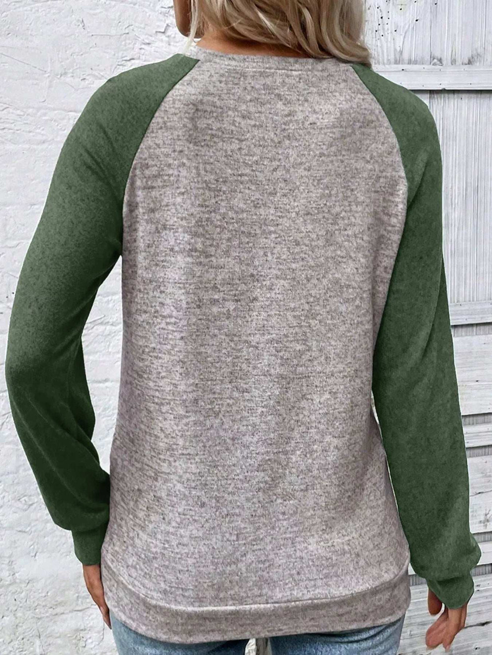 Color Block Raglan Long Sleeve T Shirt - Trendsi - Flyclothing LLC