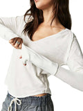Exposed Seam Notched Long Sleeve T-Shirt - Trendsi - Flyclothing LLC