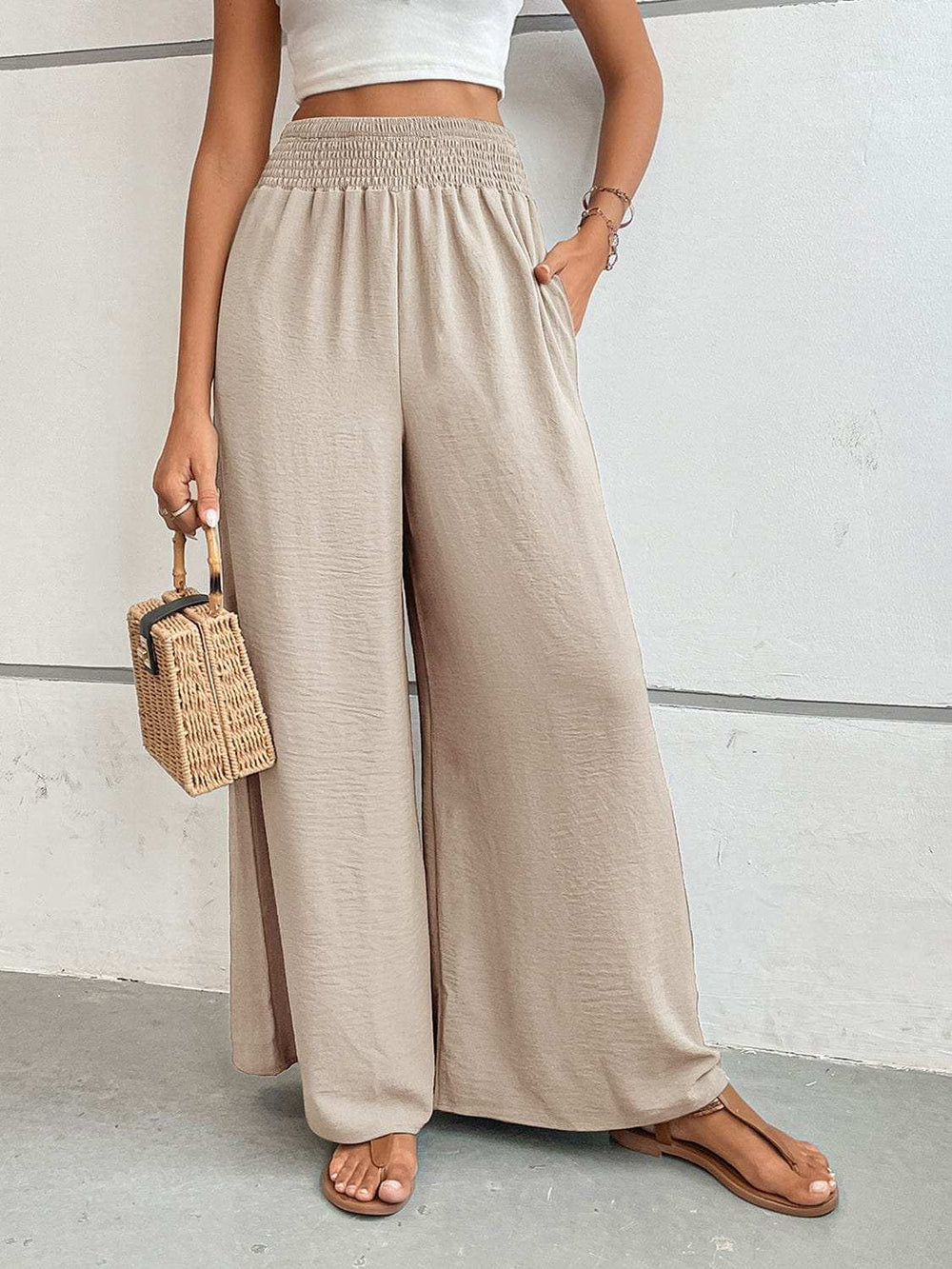 Perfee Wide Leg Pants with Pockets - Trendsi - Flyclothing LLC