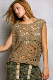 POL Openwork Round Neck Floral Crochet Tank - Trendsi - Flyclothing LLC
