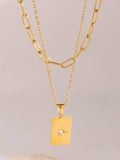 18K Gold-Plated Stainless Steel Double-Layered Necklace - Trendsi - Flyclothing LLC