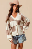 SO ME Checkered Button Front Ribbed Sweater Cardigan - Trendsi - Flyclothing LLC