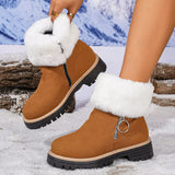 Fuzzy Ankle Boots with Zipper Detail - Trendsi - Flyclothing LLC