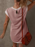 Round Neck Cap Sleeve Mini Dress - Trendsi - Flyclothing LLC