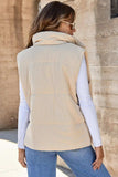 Pocketed Zip Up Turtleneck Vest Coat - Trendsi - Flyclothing LLC