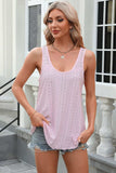 Eyelet Scoop Neck Wide Strap Tank - Trendsi - Flyclothing LLC