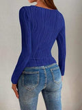Textured Round Neck Long Sleeve Top - Trendsi - Flyclothing LLC