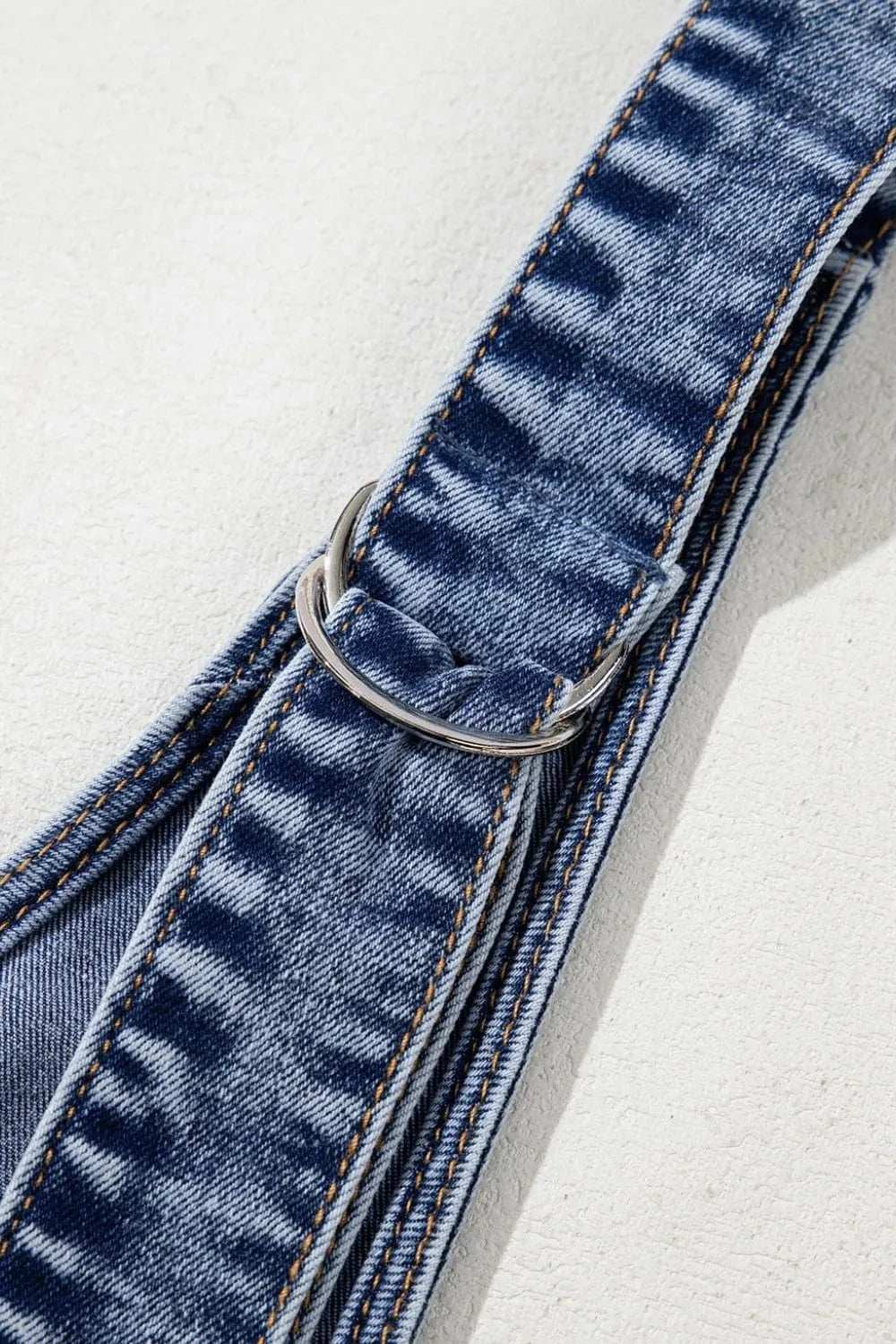 U Neck Patched Pocket Denim Overalls - Trendsi - Flyclothing LLC