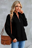 Half Zip Pocketed Dropped Shoulder Sweatshirt - Trendsi - Flyclothing LLC