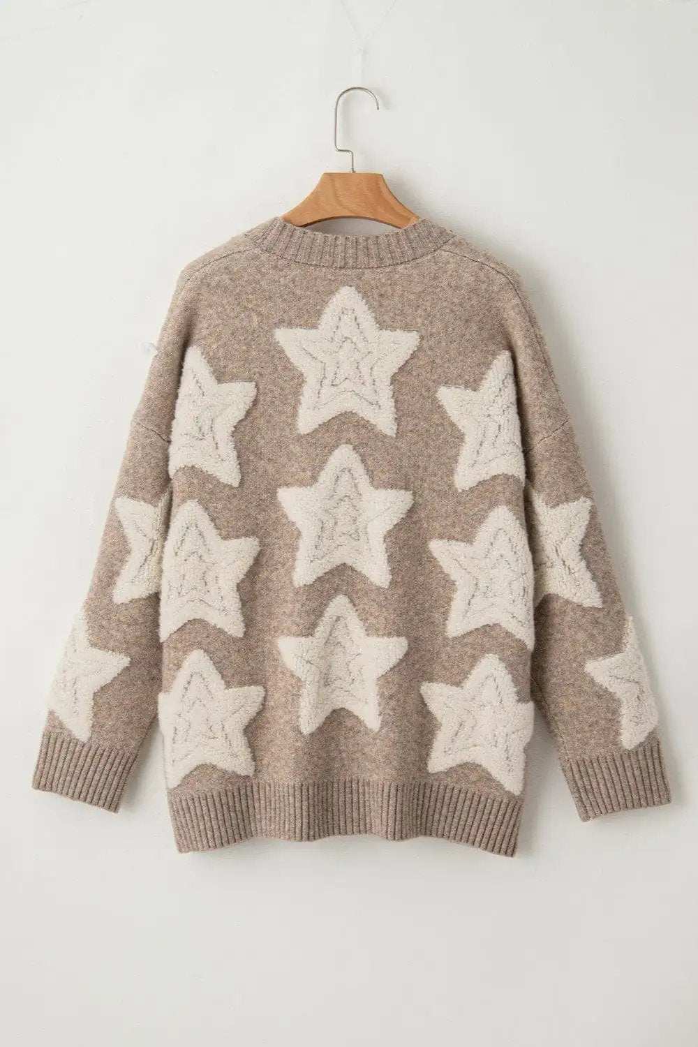 Star Button Up Long Sleeve Cardigan - Trendsi - Flyclothing LLC