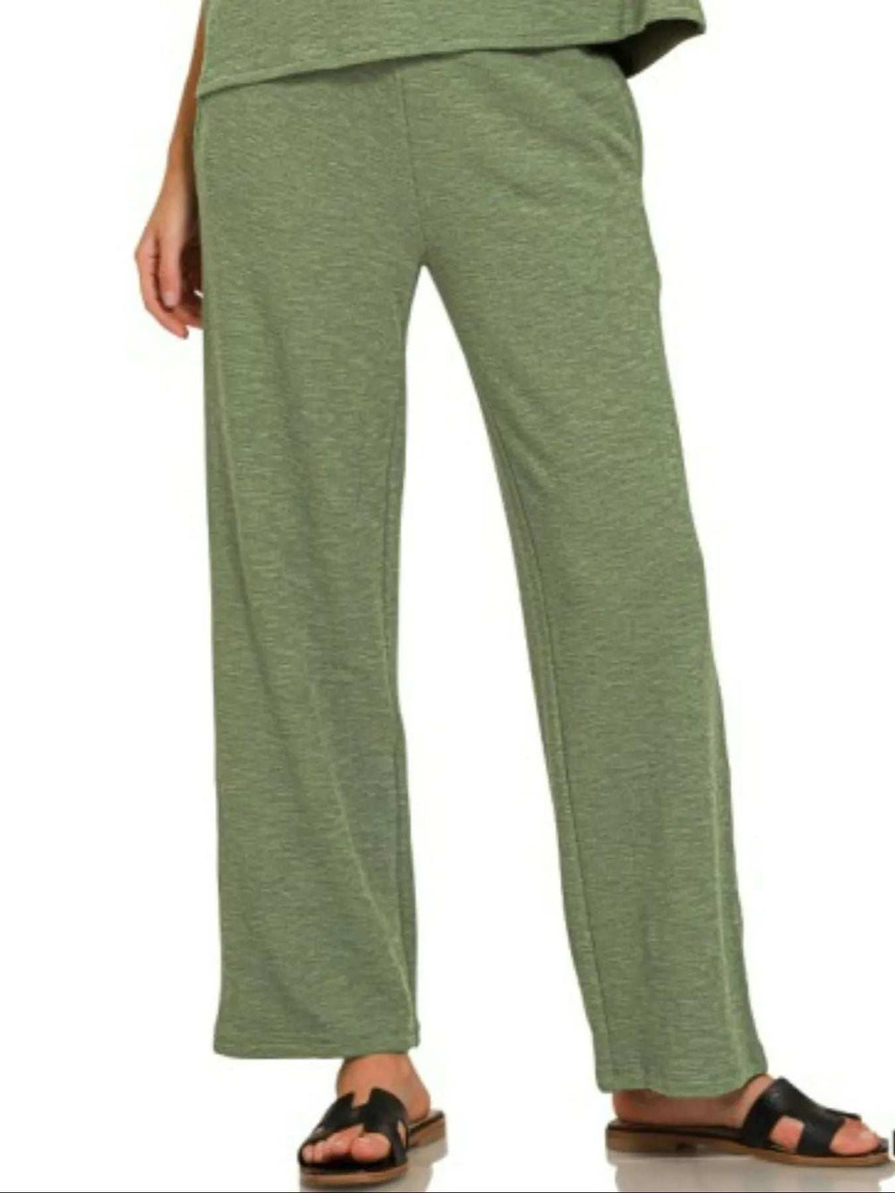 Zenana Slub Short Sleeve T-Shirt and Pants Set - Trendsi - Flyclothing LLC