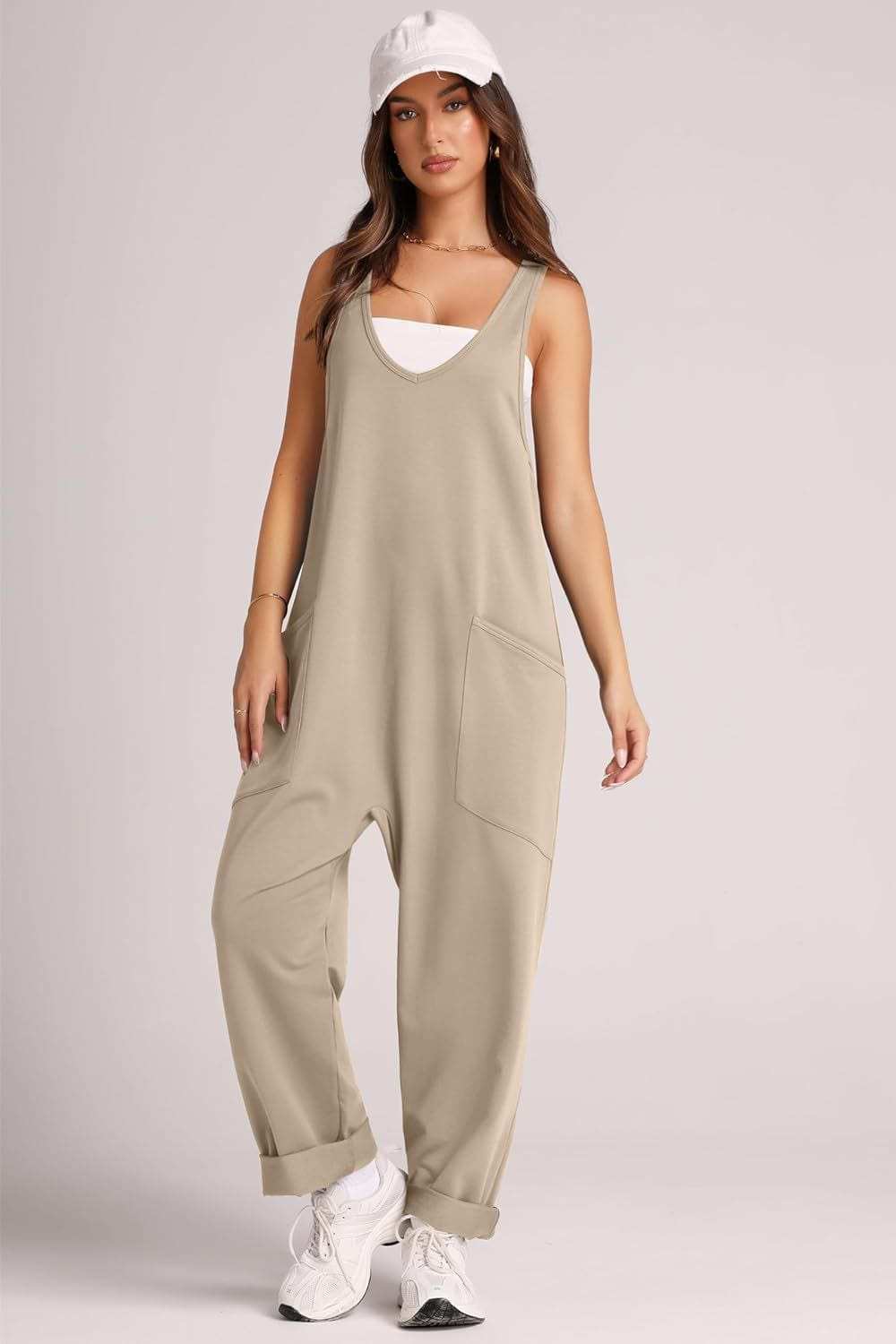 Lovelet V-Neck Wide Strap Overalls - Trendsi - Flyclothing LLC