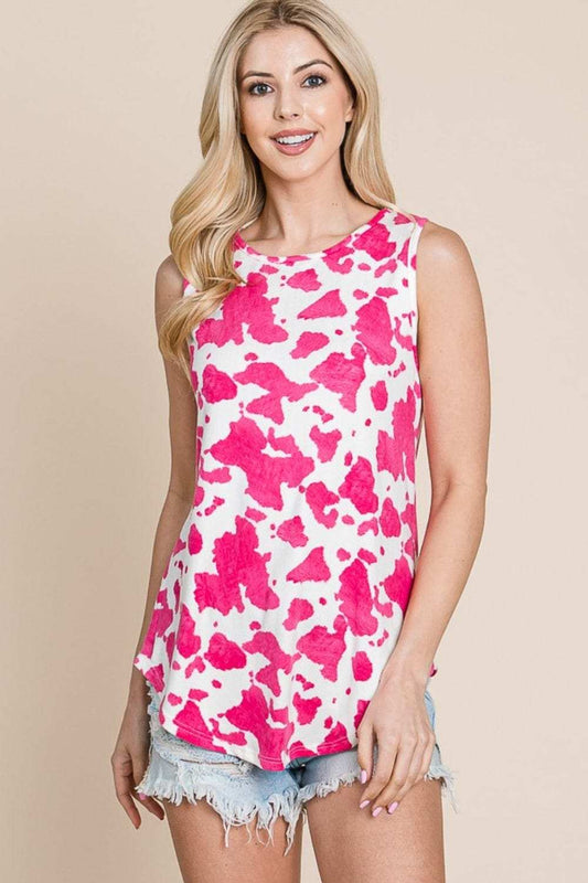 BOMBOM Printed Round Neck Tank - Trendsi - Flyclothing LLC