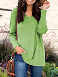 Full Size V-Neck Long Sleeve T-Shirt - Trendsi - Flyclothing LLC