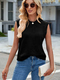 Cutout Round Neck Sleeveless Sweater - Trendsi - Flyclothing LLC