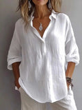 Collared Neck Long Sleeve Shirt - Trendsi - Flyclothing LLC