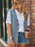Full Size V-Neck Button Up Denim Vest - Trendsi - Flyclothing LLC