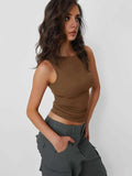 Solid Round Neck Tank - Trendsi - Flyclothing LLC