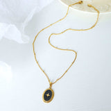 Gold-Plated Titanium Steel Oval Shape Pendant Necklace - Trendsi - Flyclothing LLC