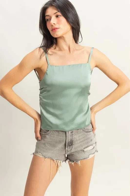 HYFVE Satin Back Tie Detail Cami - Trendsi - Flyclothing LLC