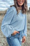 Frill Texture Round Neck Long Sleeve Sweatshirt - Trendsi - Flyclothing LLC