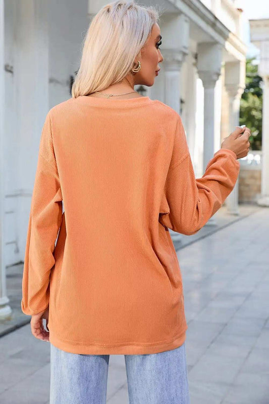 FOOTBALL Round Neck Long Sleeve Sweatshirt - Trendsi - Flyclothing LLC