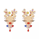 Christmas Reindeer Earrings with Colorful Rhinestones - Trendsi - Flyclothing LLC