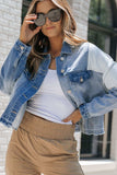 Distressed Button Up Drop Shoulder Denim Jacket - Trendsi - Flyclothing LLC
