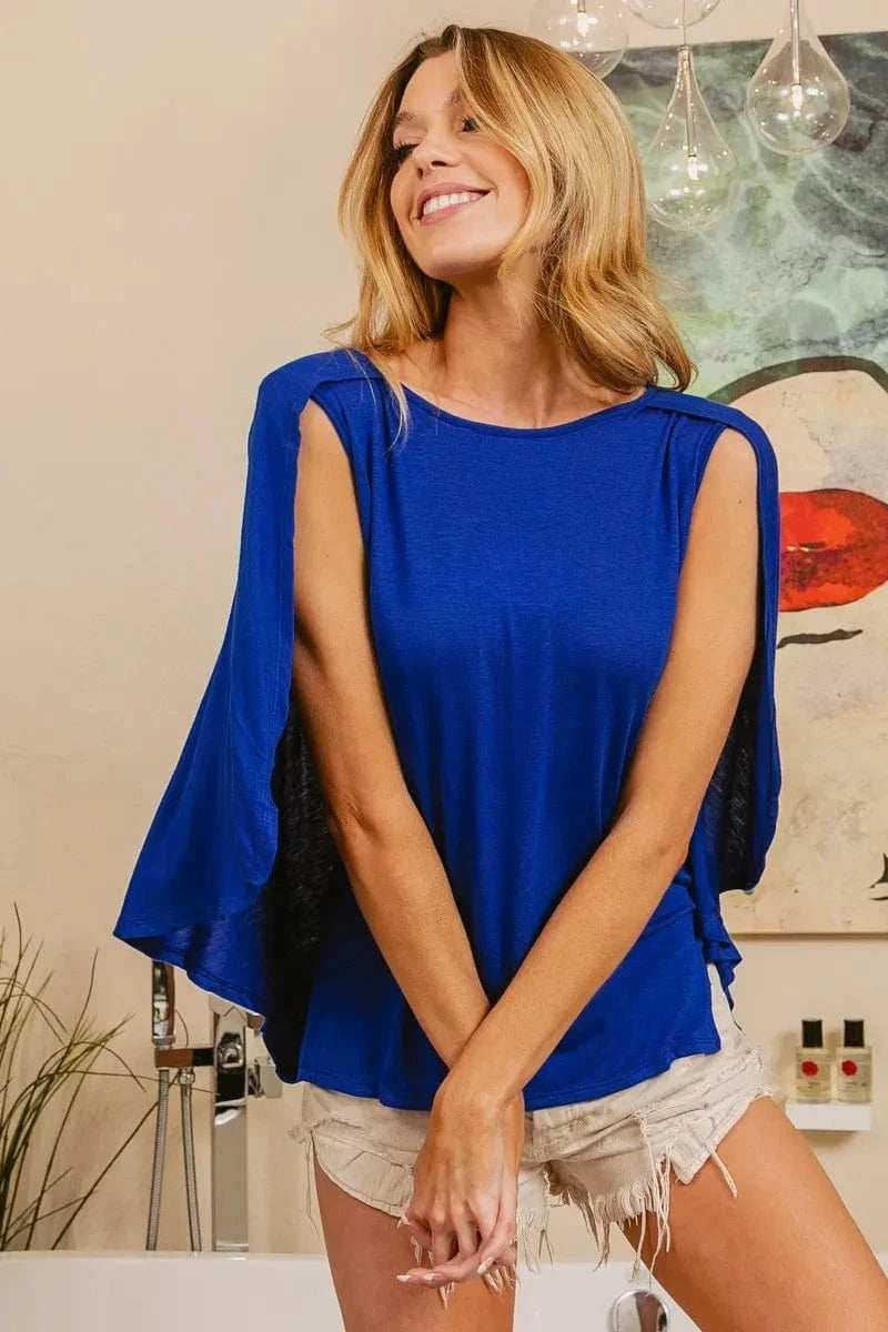 BiBi Fold Over Back Detailed Top - Trendsi - Flyclothing LLC