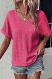 V-Neck Short Sleeve Blouse - Trendsi - Flyclothing LLC