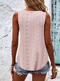 Eyelet Wide Strap Tank - Trendsi - Flyclothing LLC