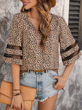 Printed V-Neck Half Sleeve Blouse - Trendsi - Flyclothing LLC