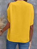 Notched Cold Shoulder Half Sleeve Blouse - Trendsi - Flyclothing LLC