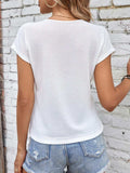 V-Neck Cap Sleeve Blouse - Trendsi - Flyclothing LLC
